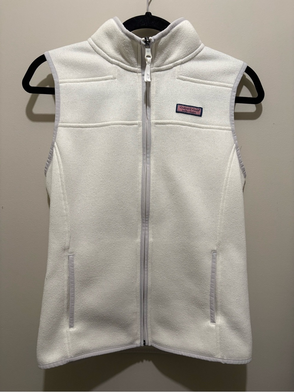 Vineyard Vines Cream Fleece Vest - Zip Front